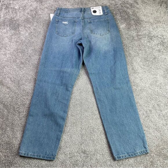 BP Mom Jeans Women's 27 Blue Light Wash High Rise Straight Leg Distressed - Picture 3 of 11